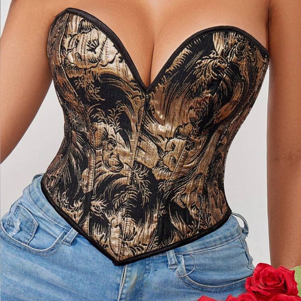 SHEIN Black and Gold Crop Top